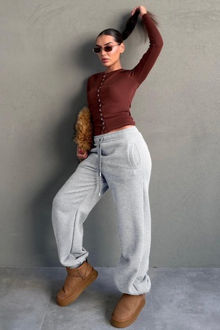 Grimelanj Geniş Paça Rahat Kalıp Lastikli Eşofman Altı Mg2581 Grimelanj