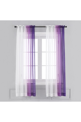Teltree Lila Renkli Sol-sağ Degrade Dokuma Perde, 1.32m Genişlik X 1.6m Uzunluk, Işık Filtreleyici, 2 Adet