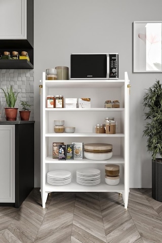 Simple Çok Amaçlı Dolap Mutfak Balkon Kiler Banyo Ayakkabılık Dolabı Beyaz Gold