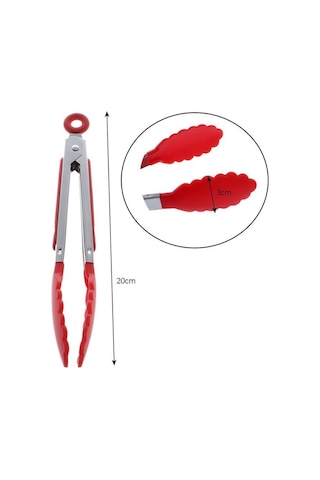 Siyah Hi-q Mını Silikon Pişirme Yemek Servis Barbekü Maşası Paslanmaz Çelik Saplı Gereçler