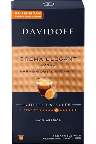 Davidoff Crema Elegant Lungo Harmonıous & Aromatıc Kapsül Kahve 5 x 10'lu