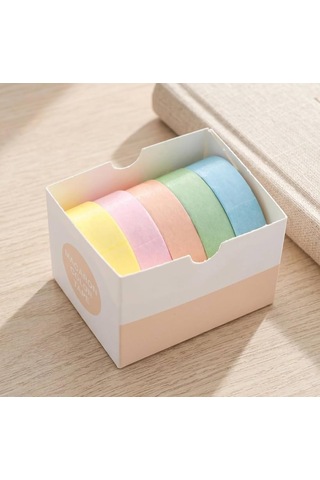 Washi Desenli Bant Baskılı Yapışkanlı Maskeleme Kağıdı Desenli 5 Adet P1