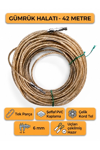 Tır Dorse Kamyon Konteyner Gümrük Halatı Galvanizli Çelik Tel 42 Metre 6mm