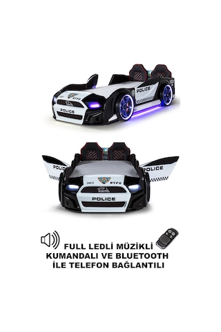 Polis Arabalı Yatak Kapıları Açılan Mustang Full Ledli Kumandalı Ve Müzikli