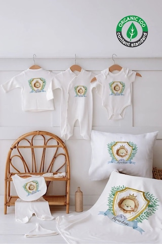 Lilabio %100 Organik Isme Özel Isimli 10lu Hastane Çıkışı Aslan Ekru