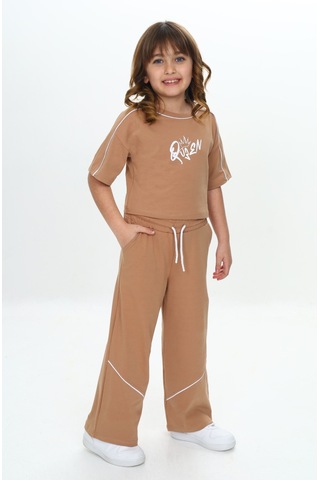 Toontoy Kids Toontoy Kız Çocuk Queen Baskılı Crop Eşofman Takım Kahve