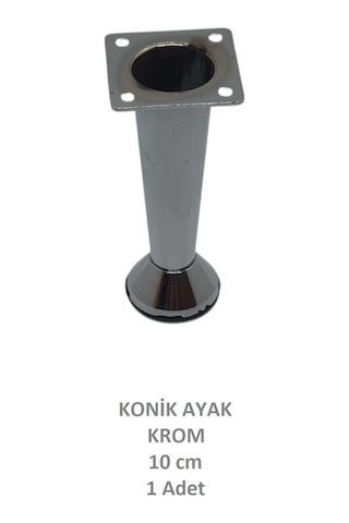 Adilon Konik Ayak, Krom, 10 Cm, 1 Adet Dolap, Mobilya, Puf Ayağı Vidaları Hediye Krom
