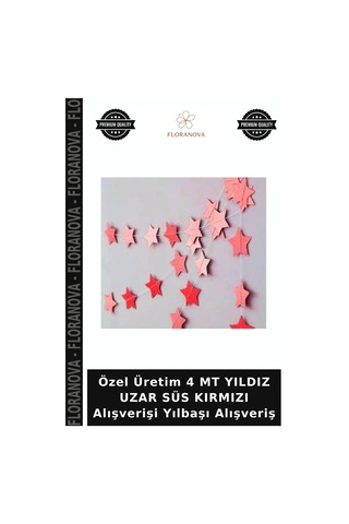Özel Üretim 4 Mt Yıldız Uzar Süs Kırmızı Alışverişi Yılbaşı Alışveriş
