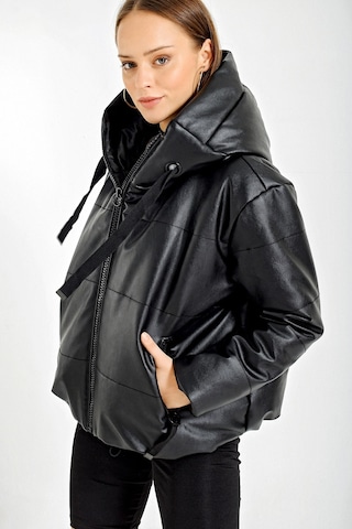 5114 Oversize Deri Mont - Siyah 001