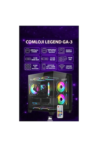 Comloji CMLJ32 R9-9900X 16 GB 512 GB SSD RTX5060 Free Dos Masaüstü Oyuncu Bilgisayarı
