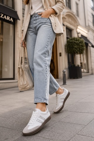 Muggo Sparkly Kadın Sim Detaylı Günlük Sneaker Spor Ayakkabı Beyaz