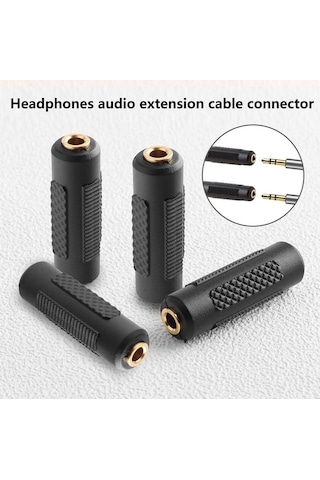 10 Adet - 3.5mm Stereo Dişi / Dişi Aux Kulaklık Mikrofon Ses Uzatma Adaptörü - Altın Uçlu