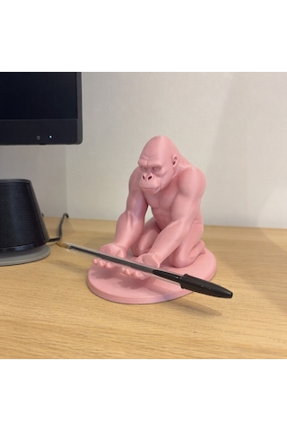 Vaveni 3d Baskı Goril Telefon Tutucu - Kaslı Goril Masaüstü Telefon Standı-pembe Arz
