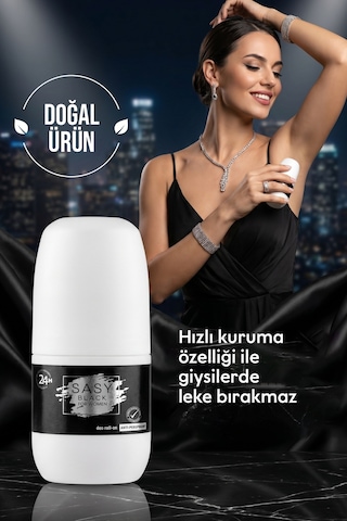 Sasy Black Antiperspirant Deo Doğal Içerikli Kadın Roll On 50 Ml