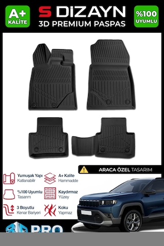 S-dizayn Jeep Compass 3d Pro Havuzlu Paspas 2026 Üzeri A+ Kalite