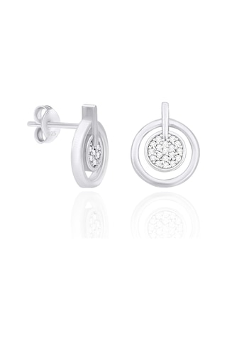 Gümüş Halka Kolye Zirkon Taşlı Rodyumlu Gümüş İkili Set St140 Rodyum