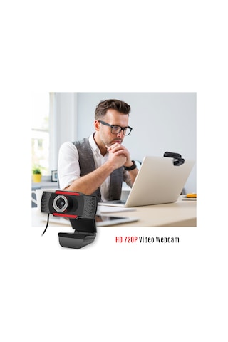 Fosenze 720p Usb Plug & Play Webcam, Gürültü Azaltıcı Mikrofonlu, Manuel Odak, Video Konferans, Canlı Yayın, Ders İçin
