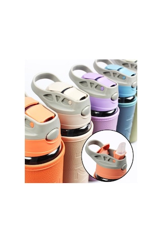 500 Ml Deri Kılıflı Cam Matara & Fular & Yıldız Anahtarlık & Kişiye Özel Mum & Melek Kolye Hediye Seti