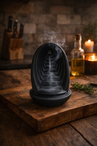 El Yapımı Alçı Tütsü Şelalesi Tutucu Backflow Tütsülük Meditasyon Zen Dekor