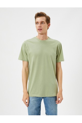 Koton Basic Tişört Slim Fit Bisiklet Yaka Kısa Kollu Pamuklu Haki 3Sam10057Hk 3Sam10057Hk871 Haki