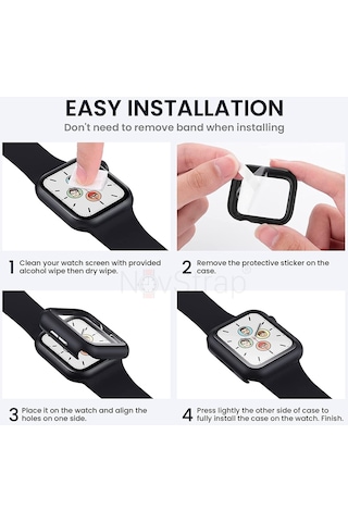 Novstrap Apple Uyumlu Watch 7/8/9 Seri 45mm İle Starlight Yıldız Işığı Ekran Kasa Koruyucu Kapak