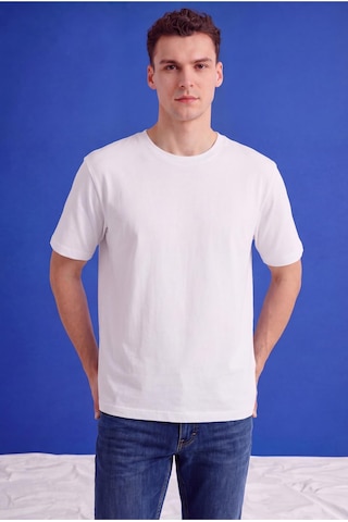 Freemen Erkek Oversize Tişört Nefes Alan Yumuşak Dokulu Terletmeyen Rahat Kalıp Basic-399 Beyaz