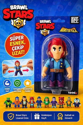 Brawl Stars Monster Flex Esnek Oyuncak Figür - Çek Uzat Stres Oyuncağı