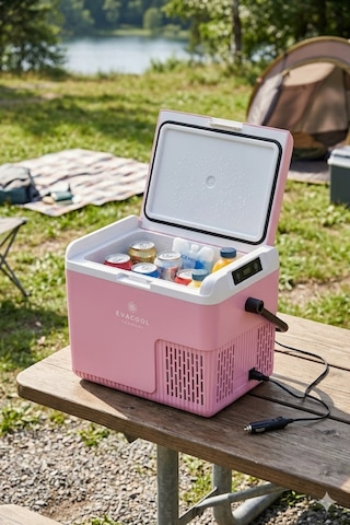 Evacool Evag20 12/24v Pembe 18 Litre Kompresörlü Oto Buzdolabı