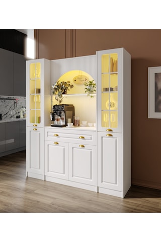 Guneystore Armoni Gold Maxi Kahve Köşesi Komple Mdf Beyaz