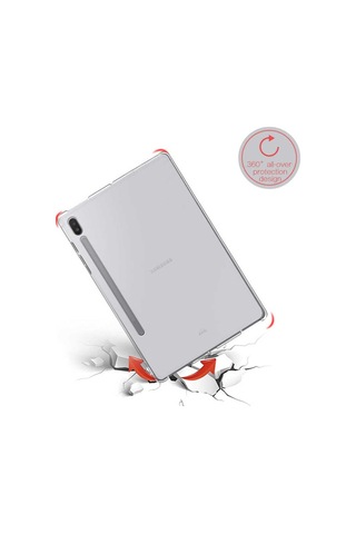 Galaxy Tab S7 Plus T970 Kılıf Uyumlu Zore Tablet Süper Silikon Kapak-renksiz Tablet Kılıfı