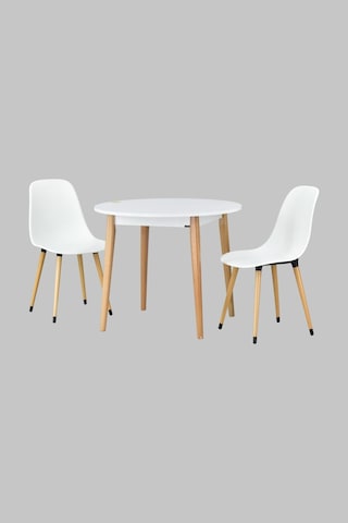 Vilinze Eames Sandalye Avanos Yuvarlak Ahşap Mutfak Masası Takımı - 90x90 Cm Natürel