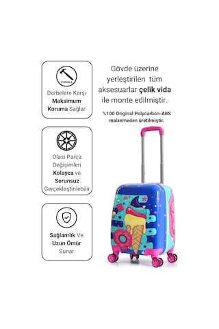 Gedox Kids Mor Pembe Dondurma Donut Desenli Kız Çocuk Valizi 151.01 Mor Pembe Dondurma Donut