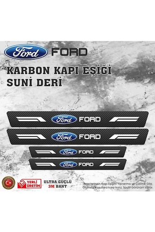 Fordd Uyumlu Deri Karbon Kapı Eşiği Koruyucu Bant 4 Adet