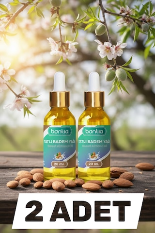 Tatlı Badem Yağı 2x20 Ml %100 Saf Soğuk Sıkım Nemlendirici Saç Ve Cilt Bakımı Vitamin 40 ML