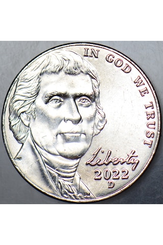 Amerika 5 Cent 2022 D Jefferson Nıckel. Çilaltı+