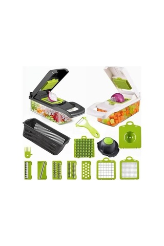 Vkemall Mutfak Ev Kullanıma İdeal 16 Parça Beyaz Yeşil Çok İşlevli Sebze Dilimleme Makinesi Diğer