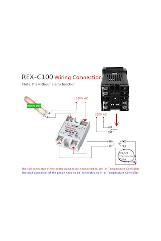 Dijital Lcd Pıd Rex-c100 Sıcaklık Kontrol Cihazı Seti + K Termokupl + Maks. 40a Ssr
