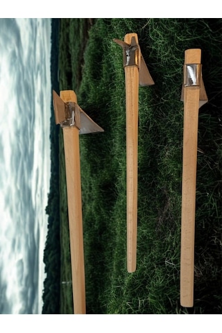 Sürmene Makas Çeliği 3lü Set Paltalı, Düz, Çatallı Kazma Seti Bahçe Tarla Hobi 45cm Profesyonel