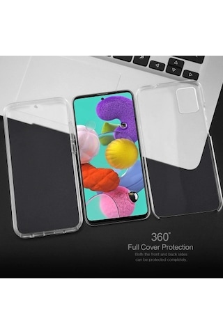 Teknomoda Samsung Galaxy Uyumlu M51 Kılıf 360 Şeffaf Ön Arka Korumalı Silikon
