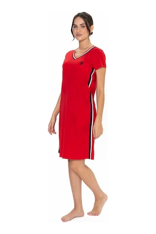 U.s. Polo Assn. 20007 Kadın V Yaka Kısa Kollu Günlük Gecelik Kırmızı