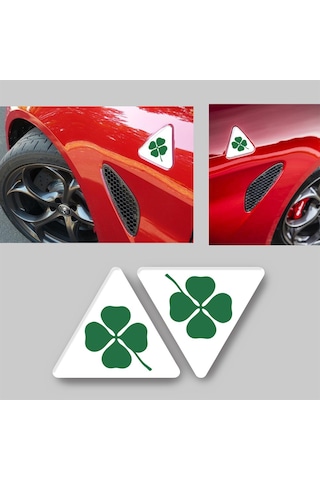 Alfa Romeo Yonca Amblem Beyaz 3D Sticker 2 Adet Alfa Romeo Yonca Amblem Beyaz 3D Sticker 2 Adet