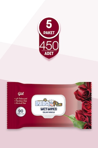 Pedo Gül Kokulu Islak Mendil 90'lı 5 Paket