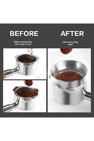 Moveevo Alüminyum Kahve Dozaj Halka, Manyetik Sabitlenme, Toz Dağılmasını Engeller, 51mm Gümüş, Kahve Makinesi Uyumlu, Ev/ofis Kullanıma Uygun Gümüş