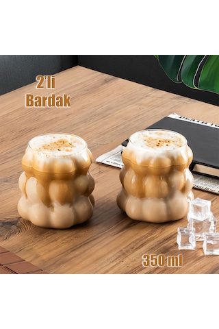 Porsima 378 2 Parça Borosilikat Boncuk Şekilli Bardak Seti 350 Ml