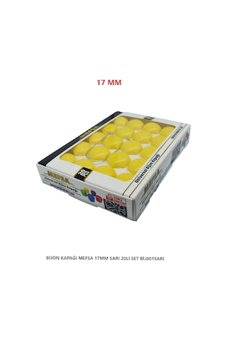 Bijon Kapağı Düz 17 Mm Sarı 20 Li Set