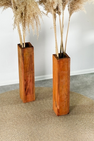 Ahşap Saksı Vazo Dekoratif Kuru Çiçek Vazo 2070