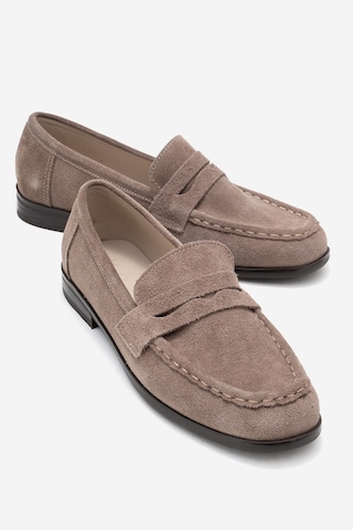 Luvishoes Luvi Shoes Valıa Vizon Süet Hakiki Deri Kadın Loafer Ayakkabı Vizon
