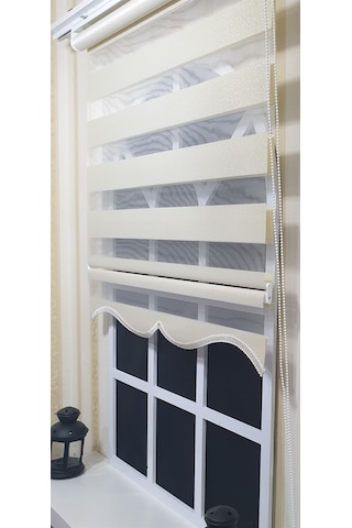 Zebra Stor Perde Altın Simli Etek Dilimli St 007