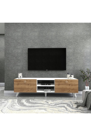 Dekorosso Veco Tv Ünitesi Ayaklı Beyaz-Ceviz