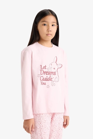 Defacto Kız Çocuk Regular Fit 2li Pijama Takımı Baskılı Uzun Kollu Üst Desenli Uzun Alt F6215a825wnpn688 Pembe